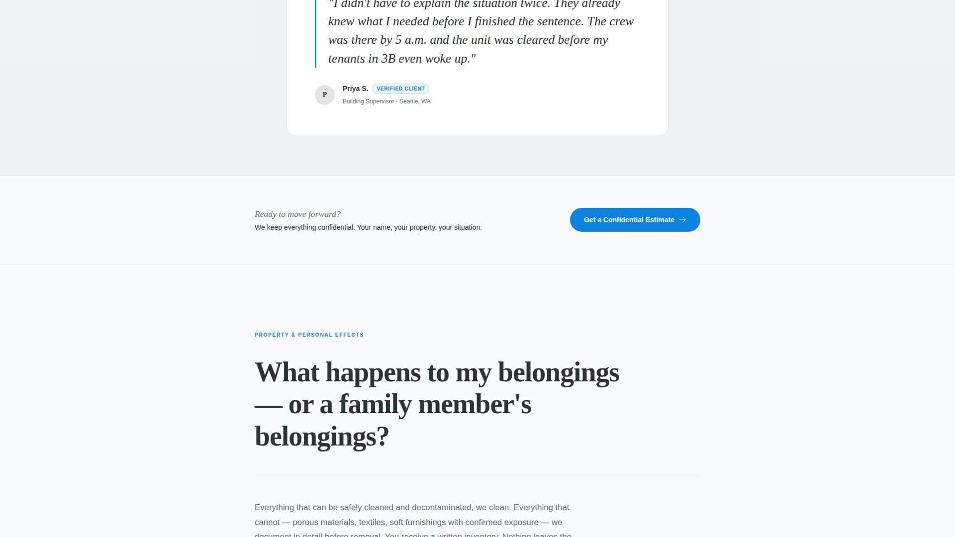 Specialty Cleaning FAQ & Common Questions Website Template