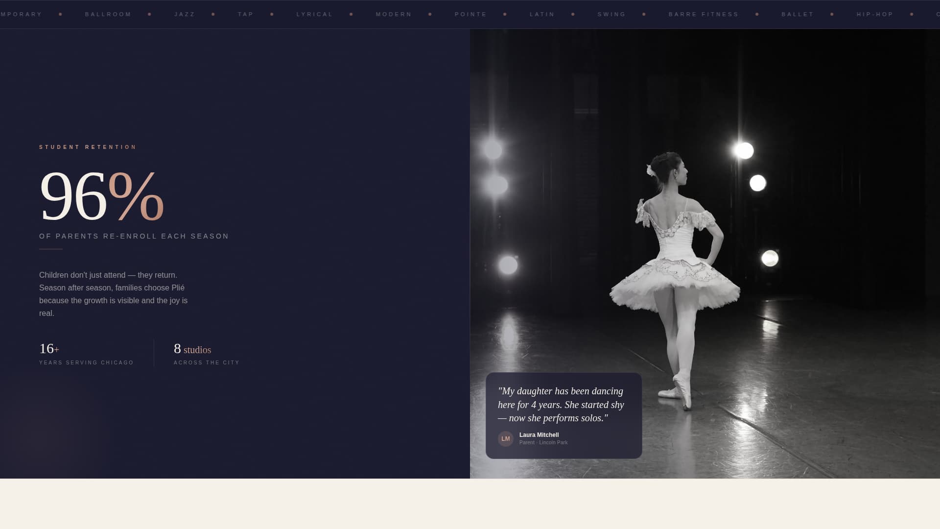 Dance School Marketing Booking Website Template