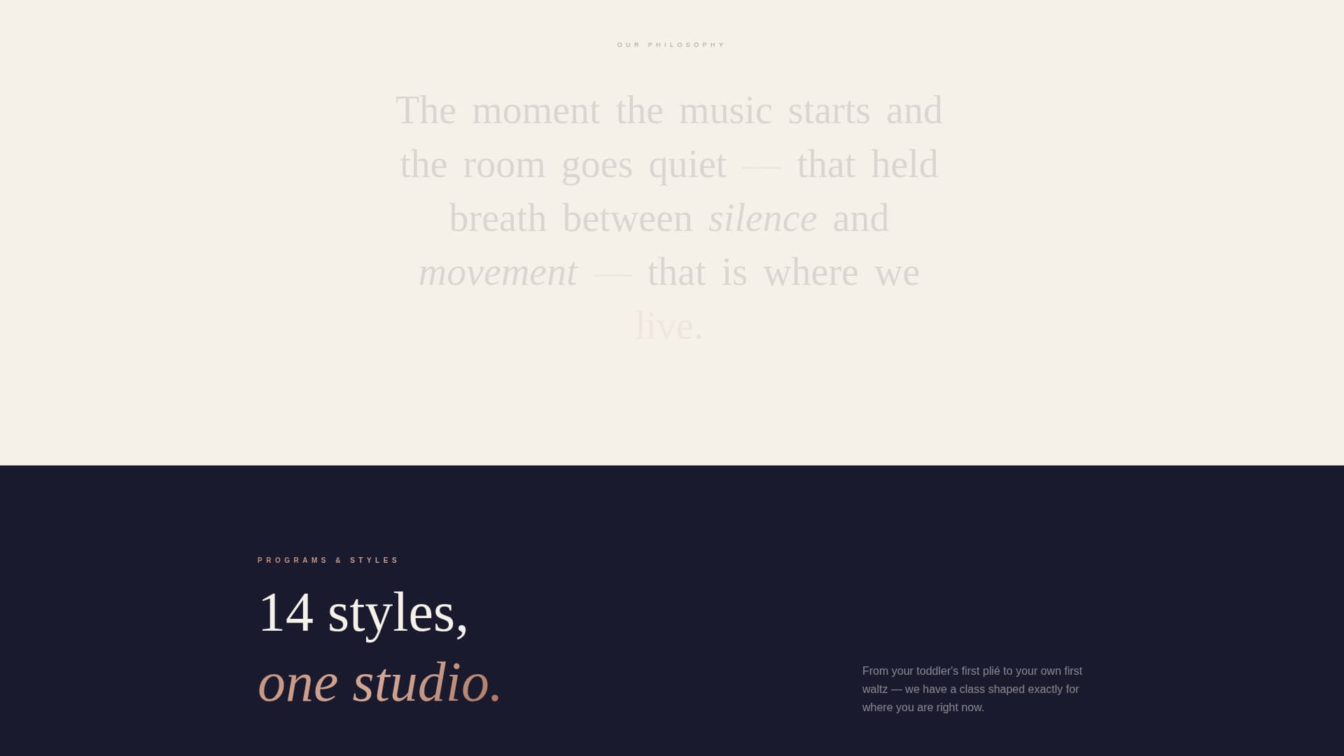 Dance School Marketing Booking Website Template