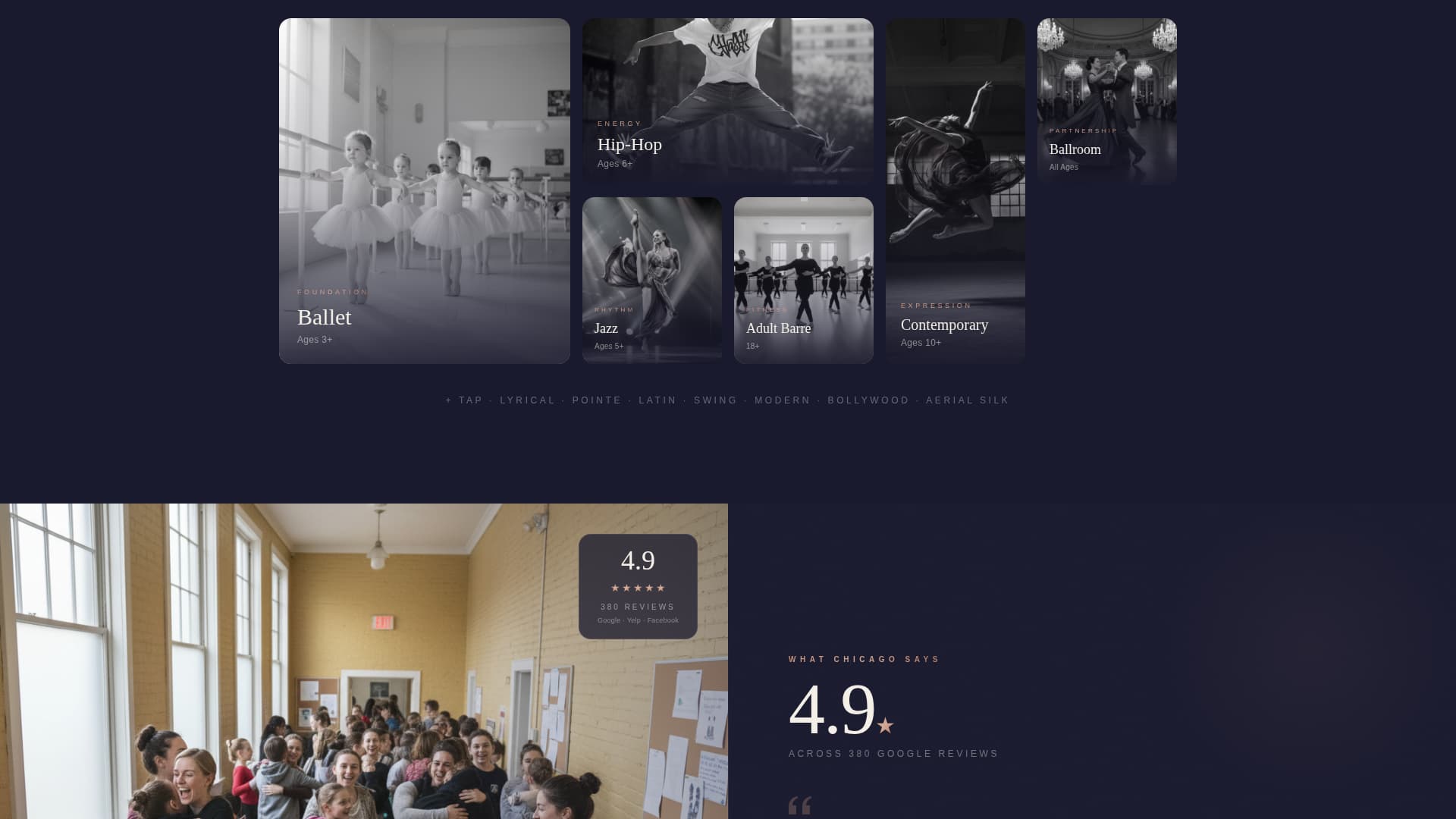Dance School Marketing Booking Website Template