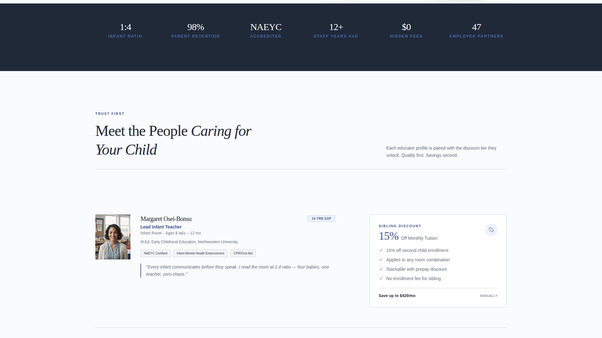 Embrace — Compassionate Infant Daycare Landing Page Template