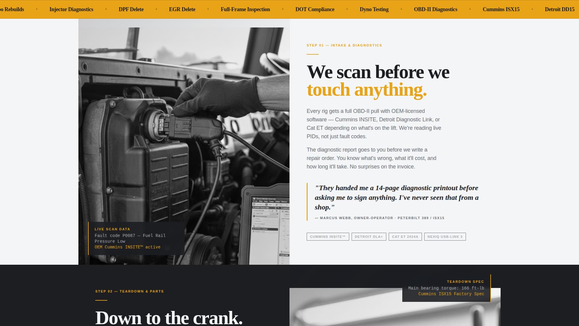 Engine — Authoritative Diesel Repair Landing Page Template