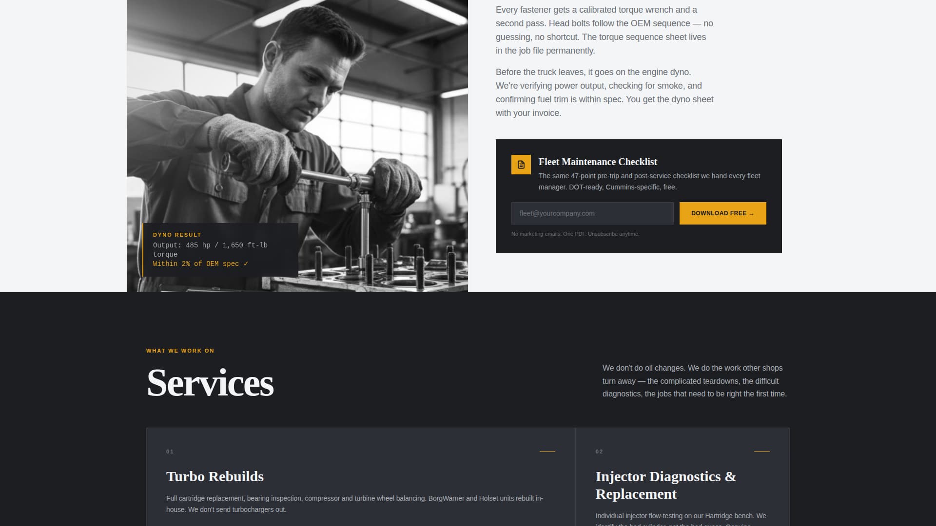 Engine — Authoritative Diesel Repair Landing Page Template