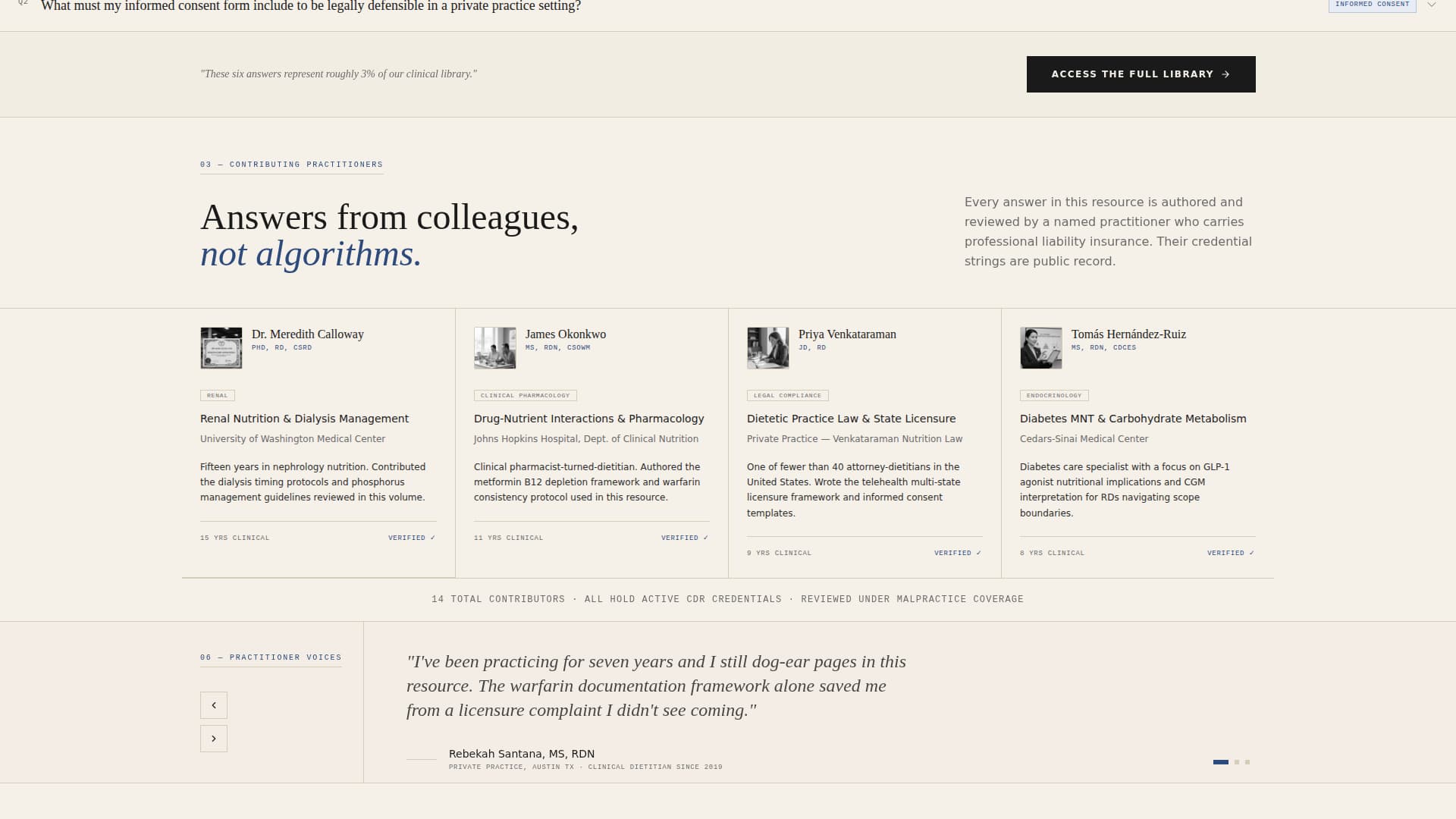 Dietitian FAQ & Common Questions Website Template