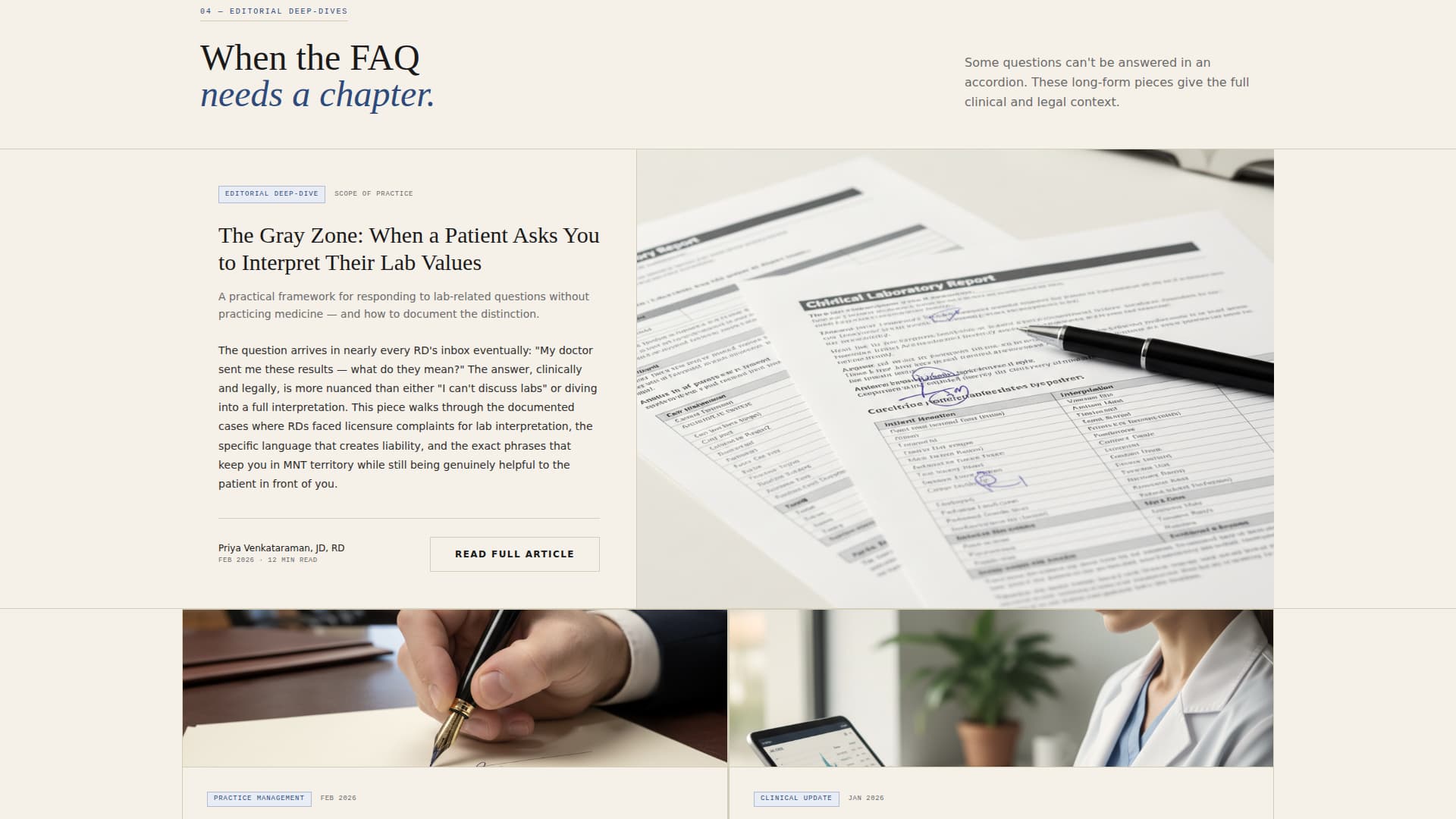 Dietitian FAQ & Common Questions Website Template