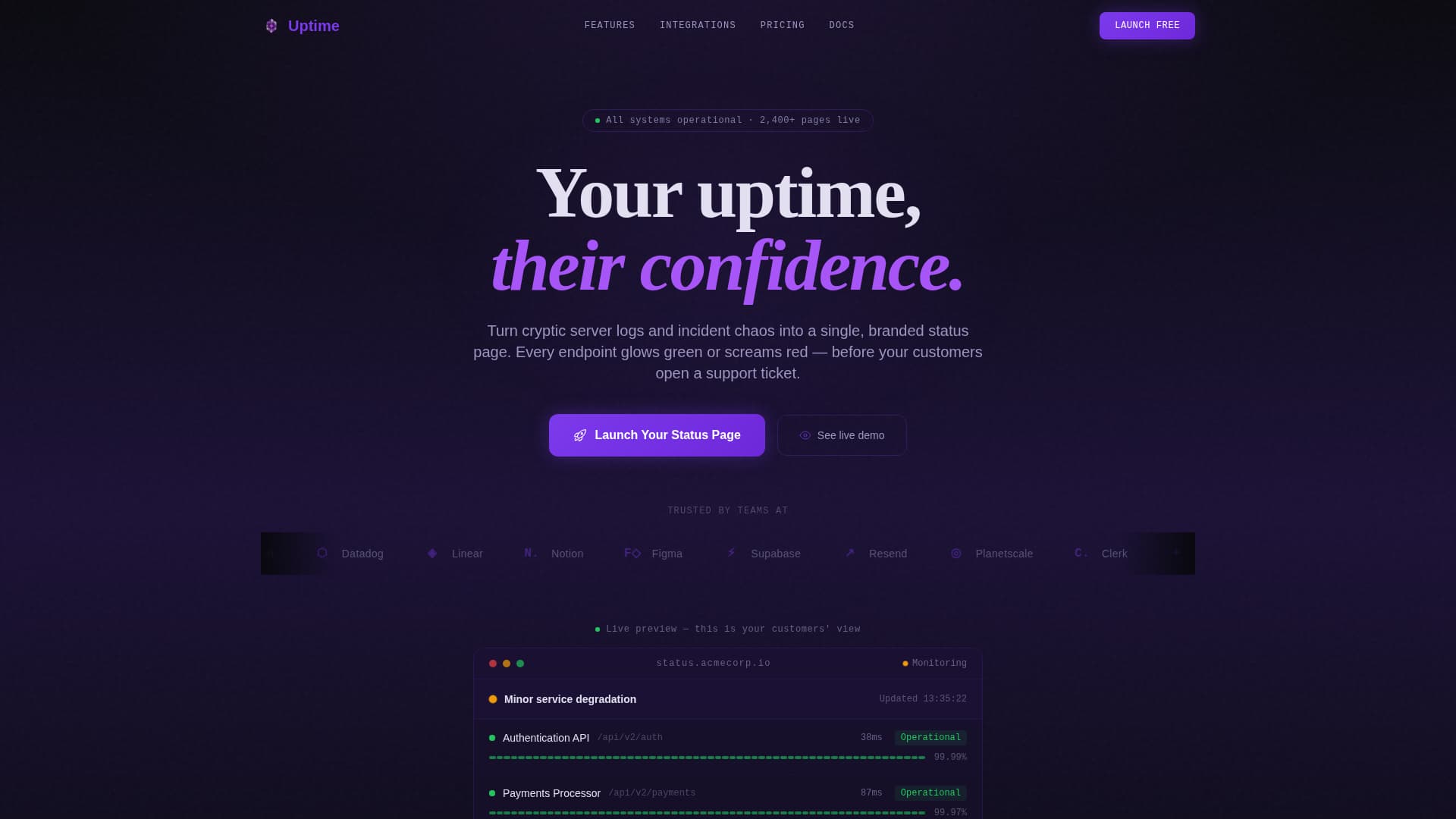 Status & Monitoring Professional Website Template