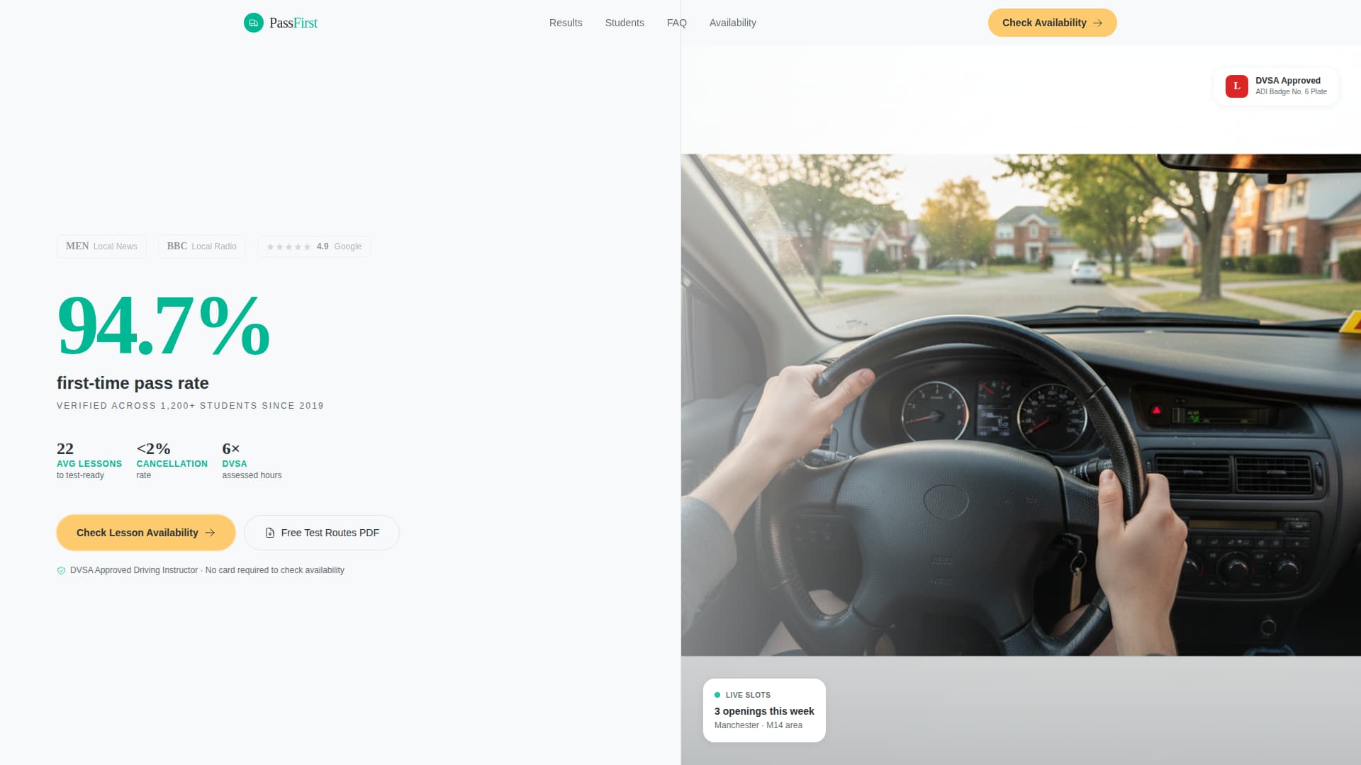 Pass - Proven Drivingschool Landing Page Template