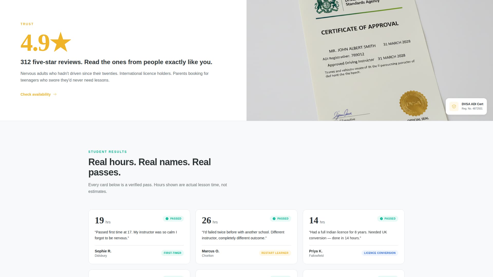 Pass - Proven Drivingschool Landing Page Template