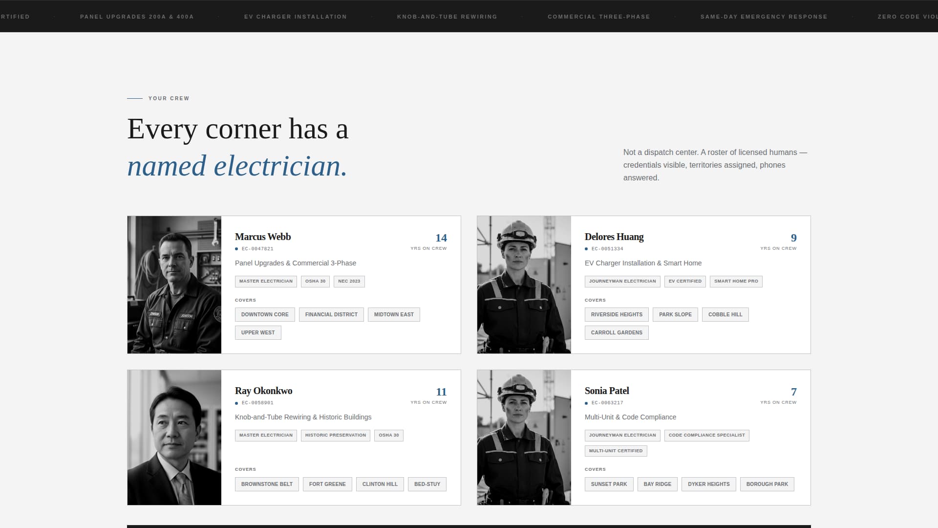 Electrician Team Service Area Website Template