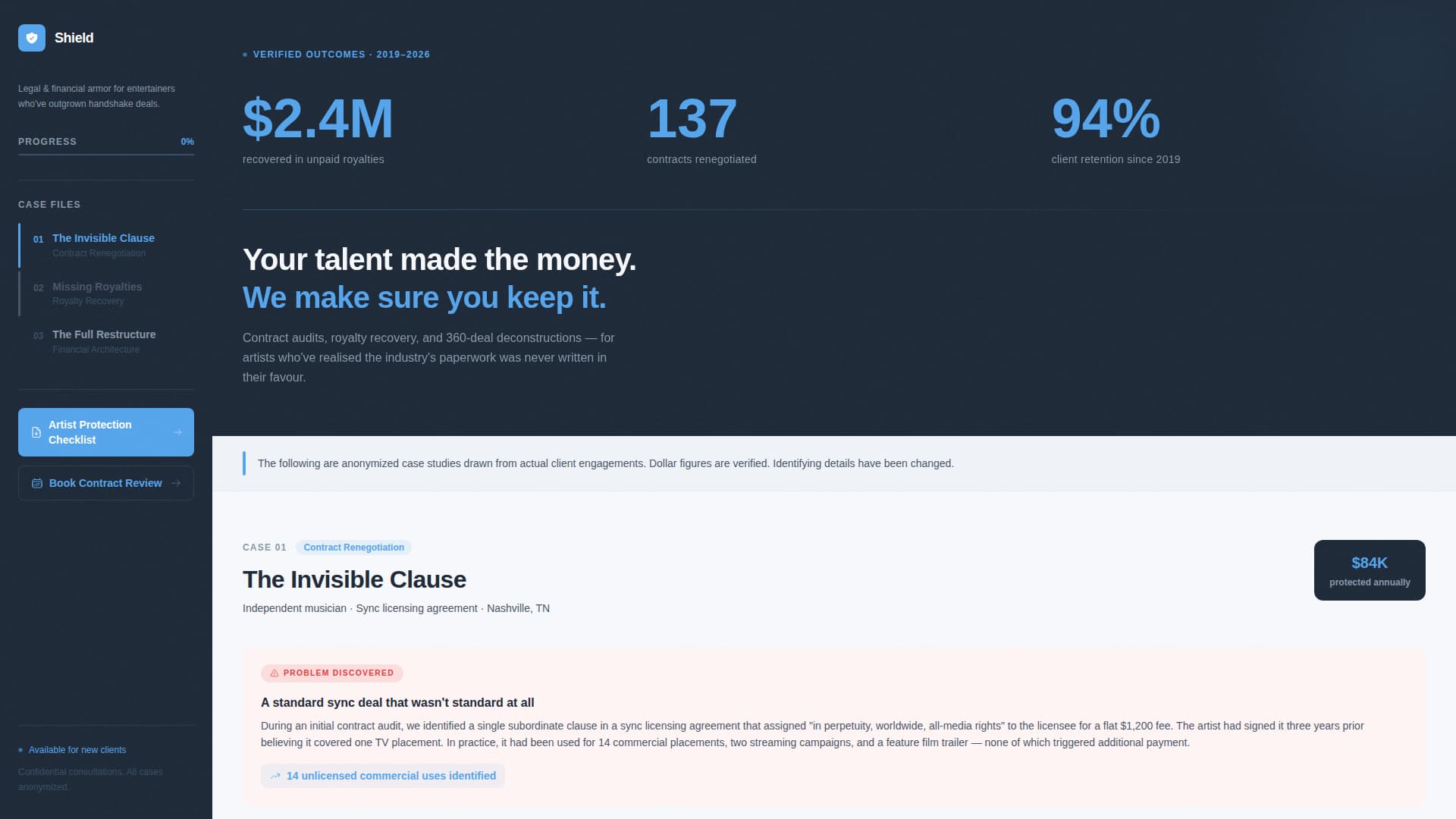 Specialist Entertainment Consulting Appointment Booking Website Template