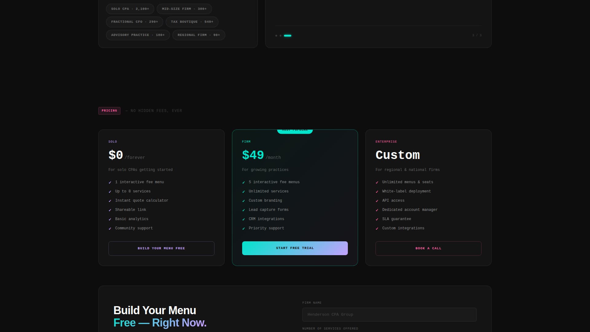 Accounting Digital Presence Pricing & Packages Website Template