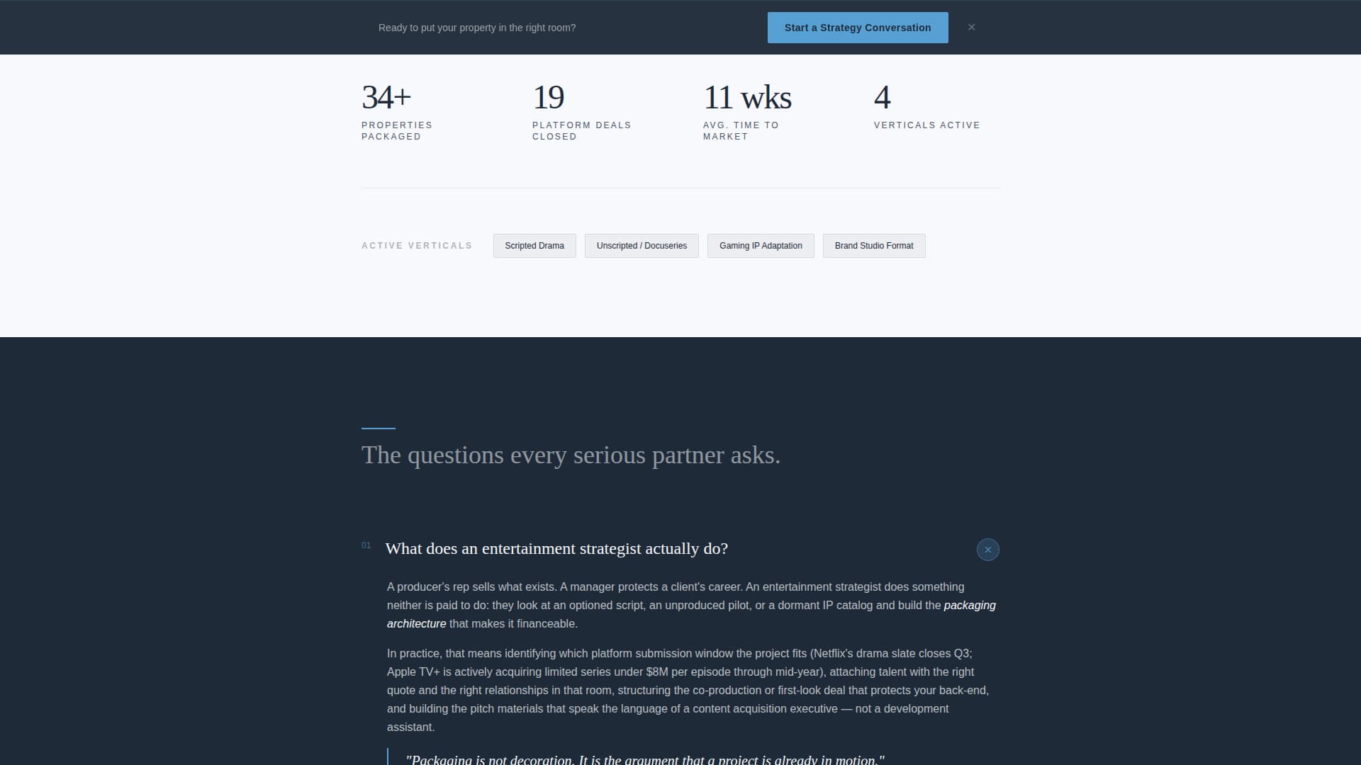 Entertainment Consulting FAQ & Common Questions Website Template