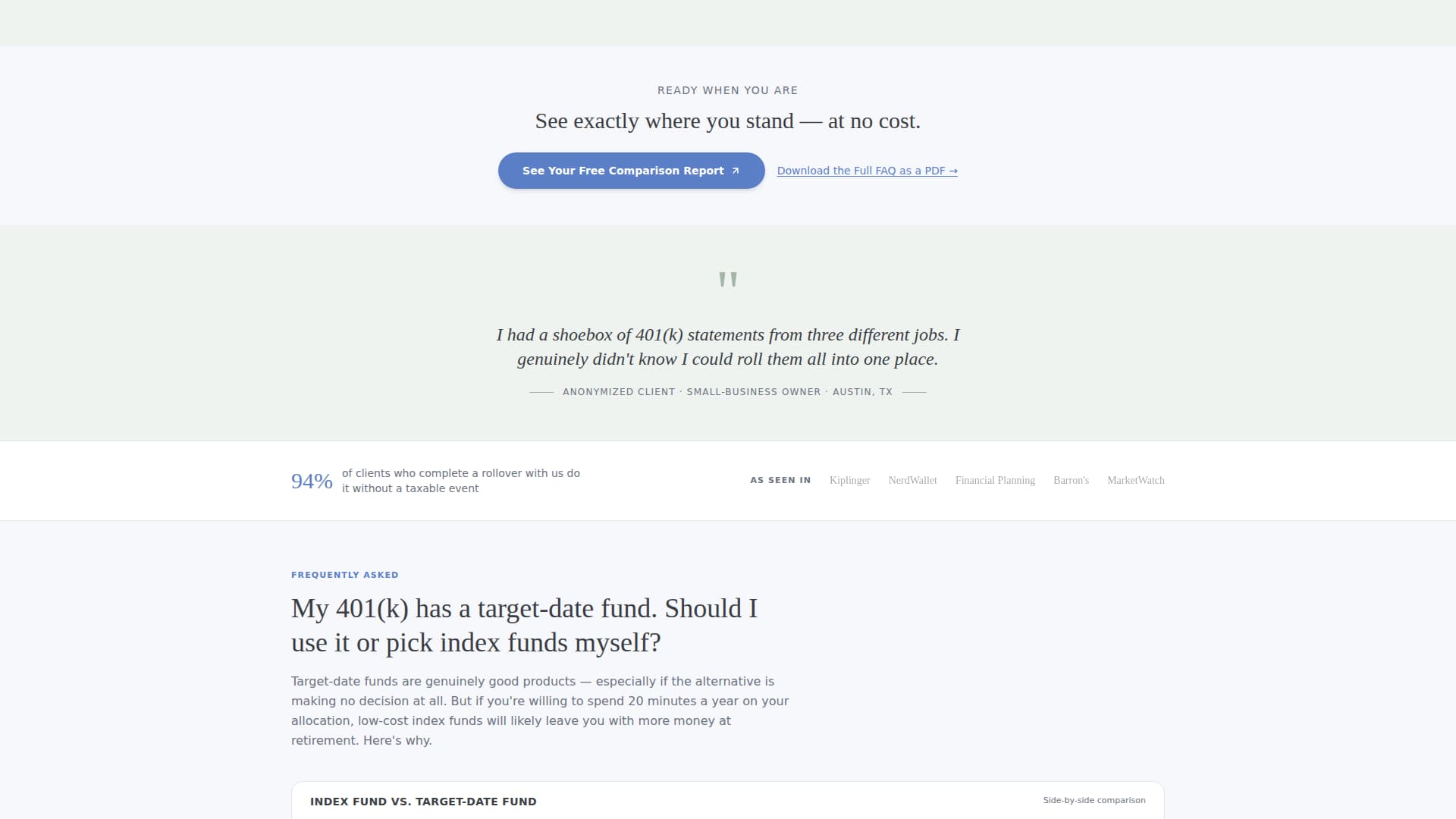 Financial Planner FAQ Website Template