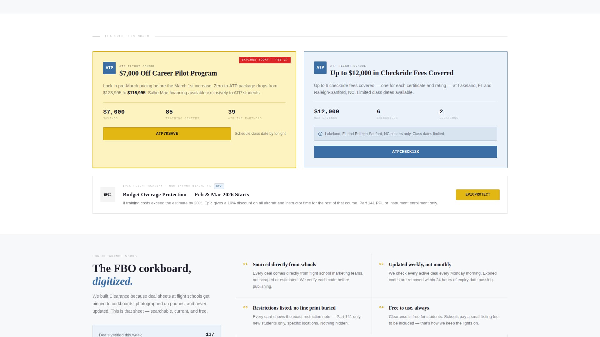 Flight School Marketing Pricing Website Template