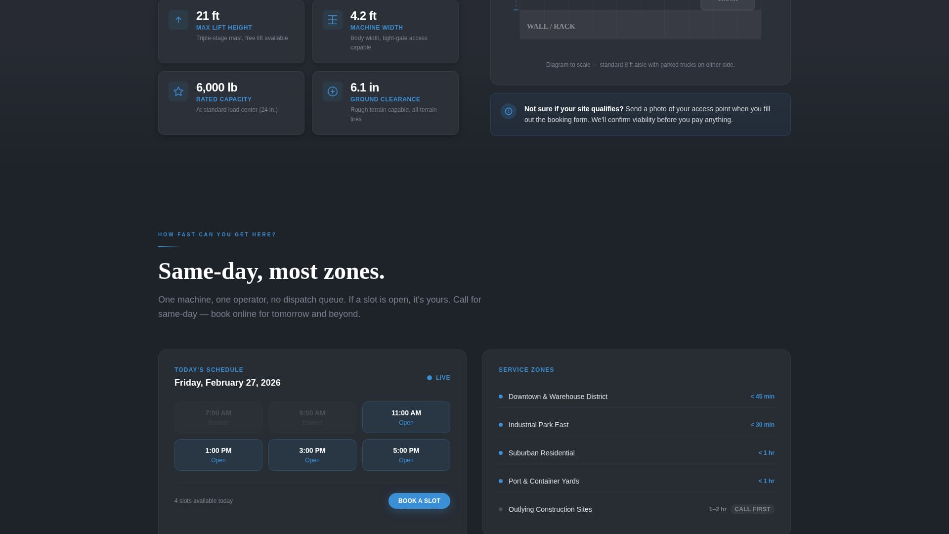 Forklift Operator Booking Website Template