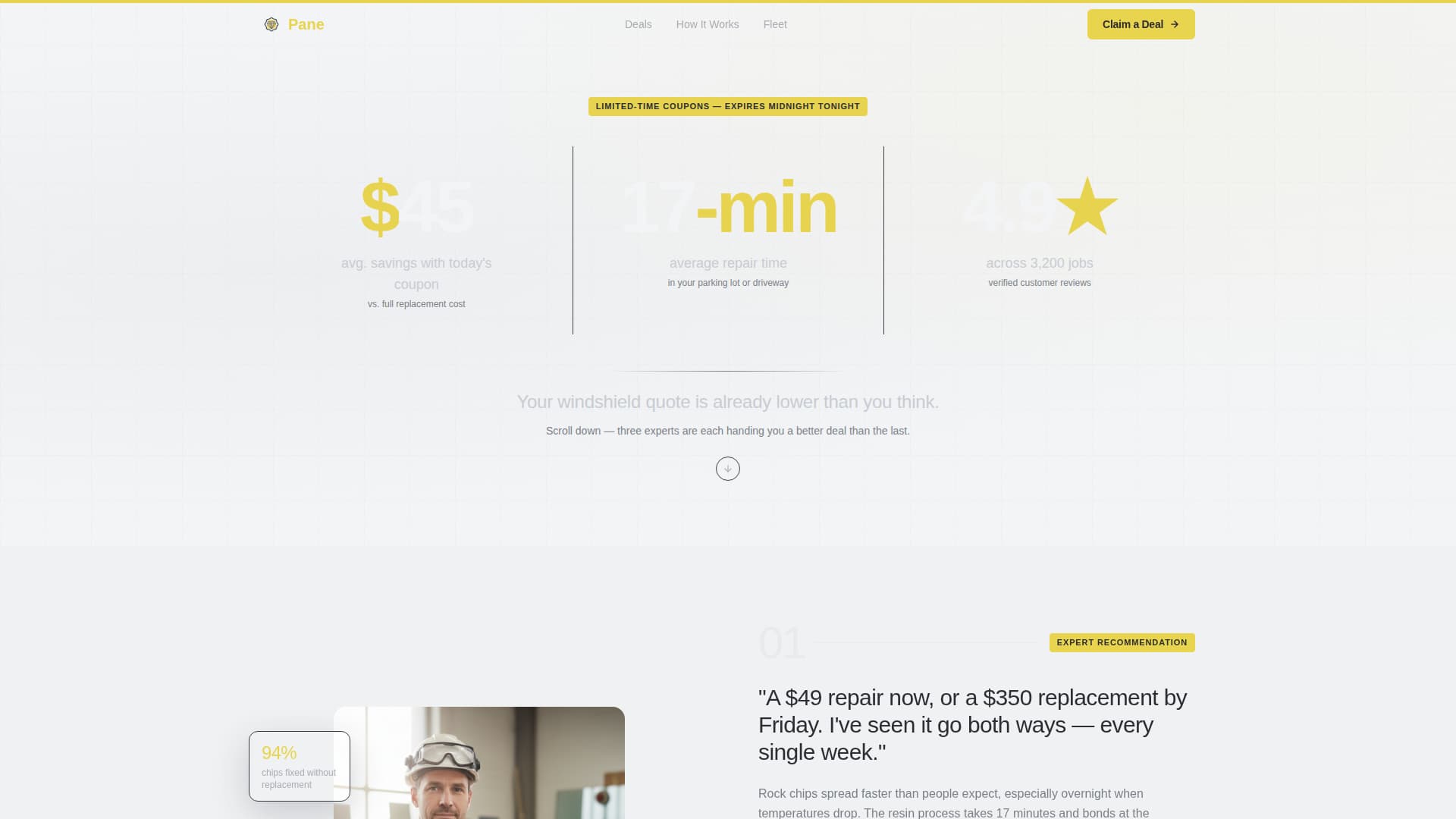 Glass Repair Marketing Booking Website Template