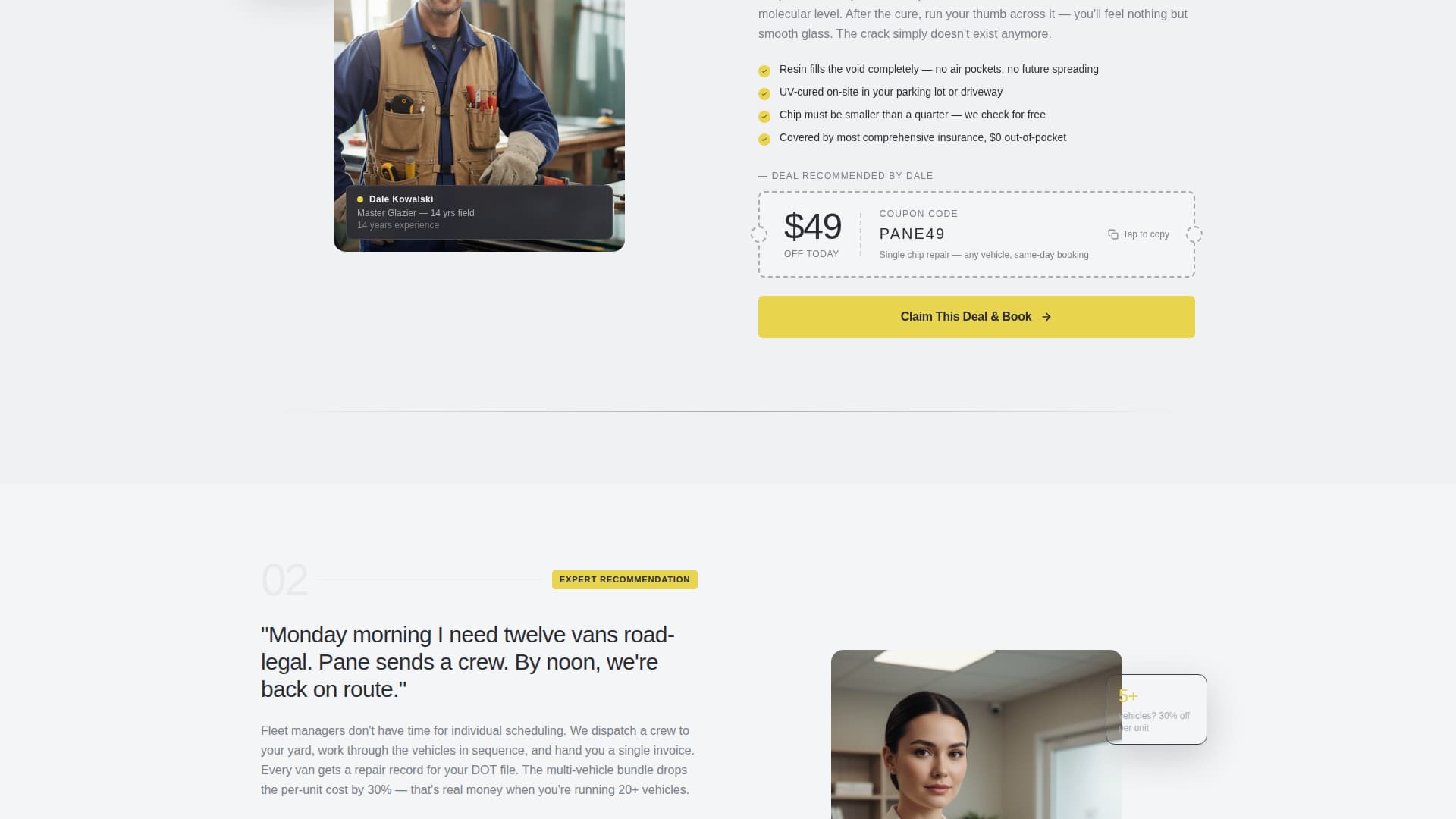 Glass Repair Marketing Booking Website Template
