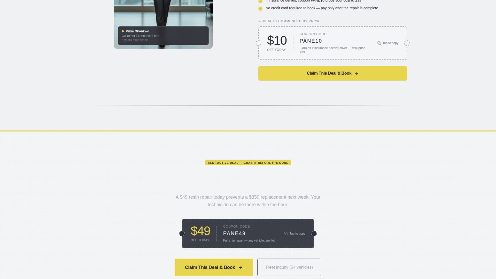 Glass Repair Marketing Booking Website Template