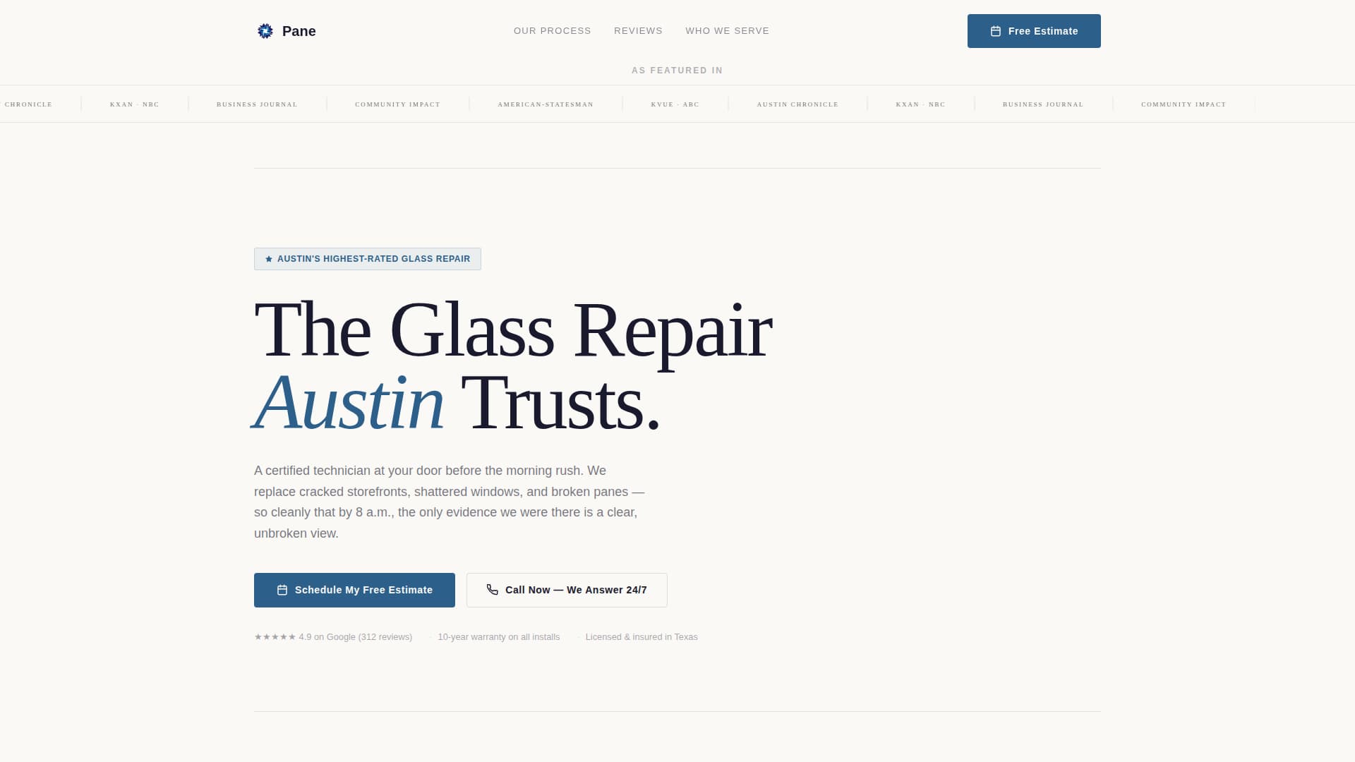 Glass Repair Marketing Specialist Professional Website Template