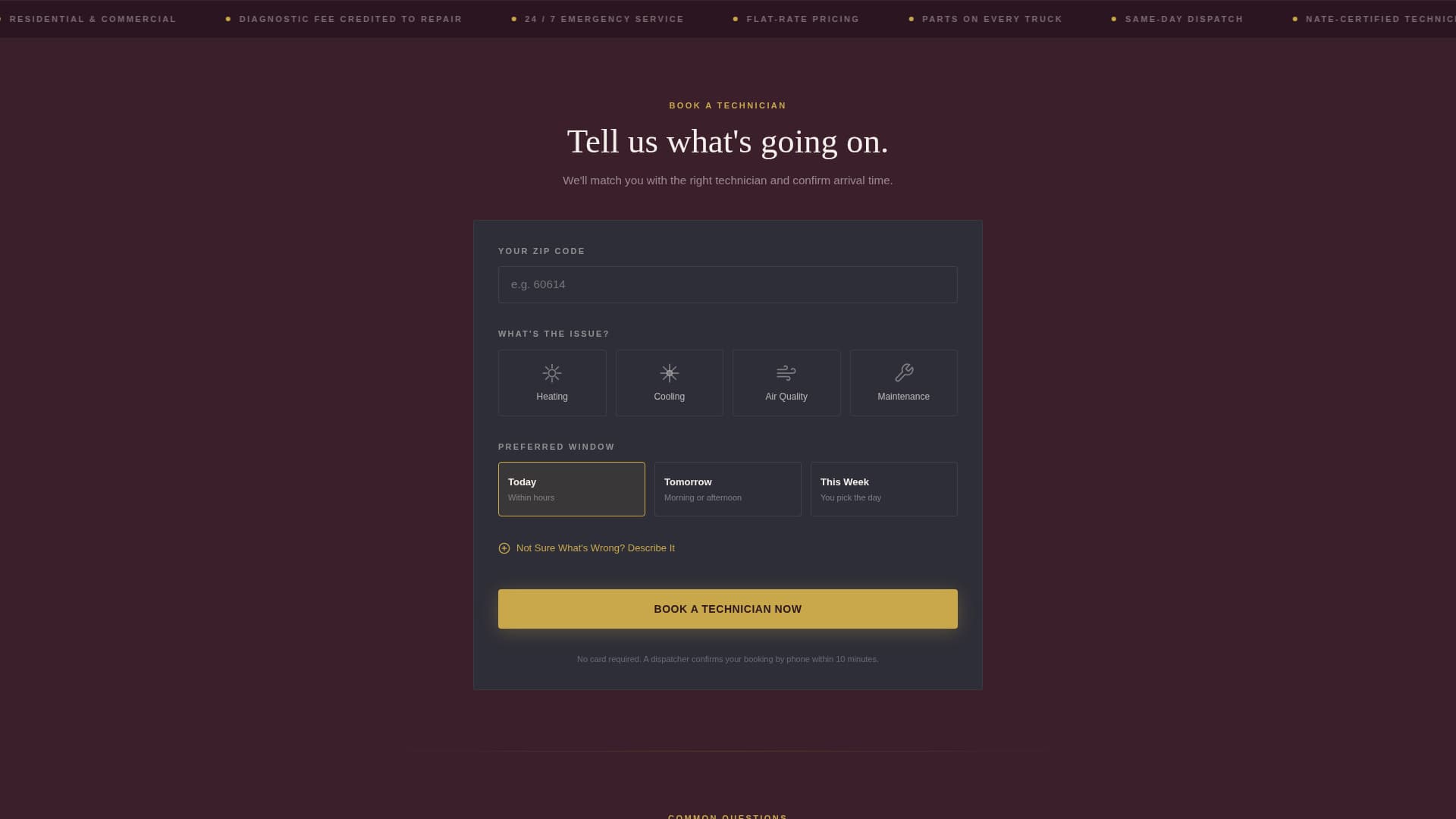 HVAC Technician Booking Website Template