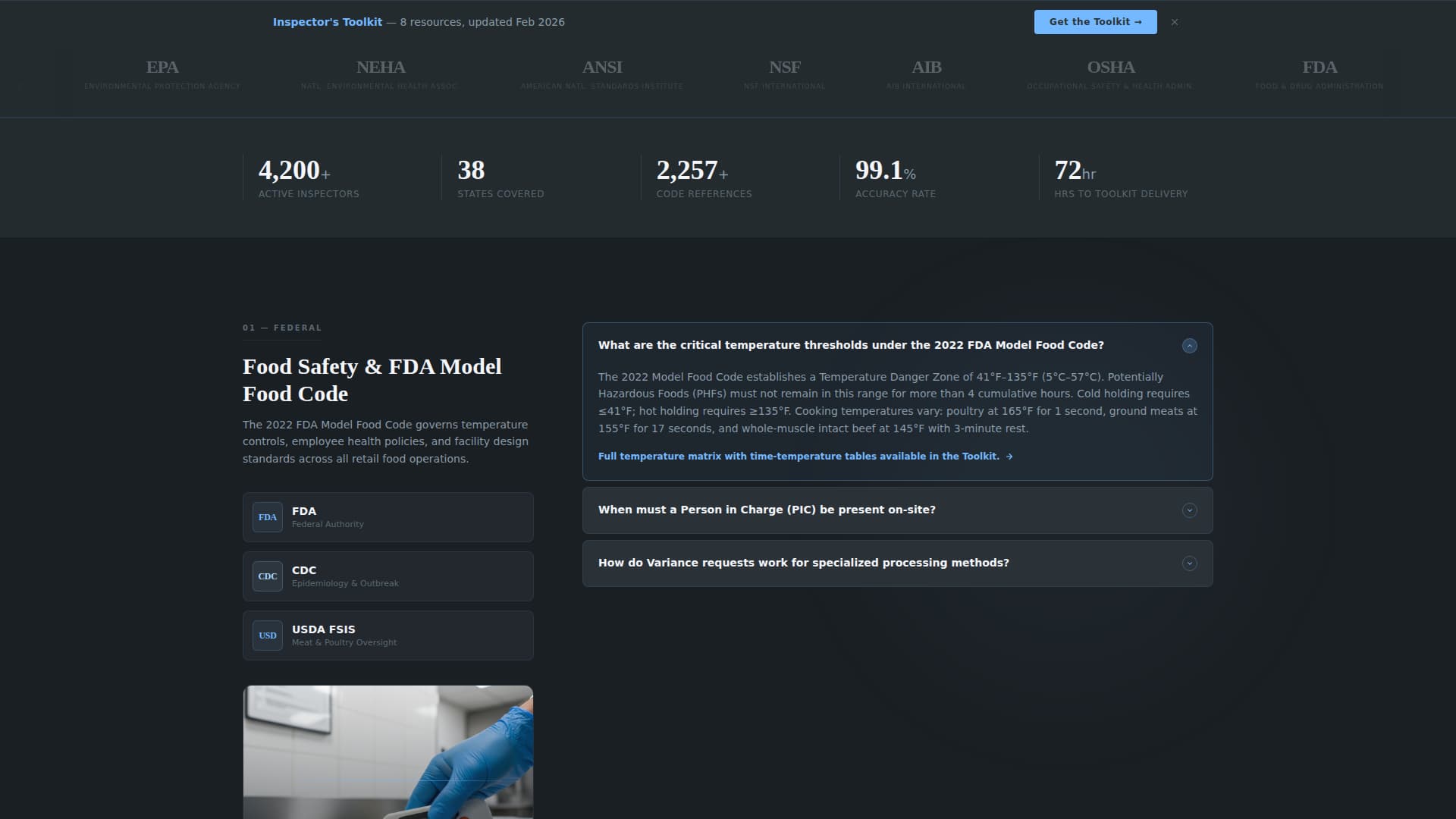 Health Inspector FAQ & Common Questions Website Template