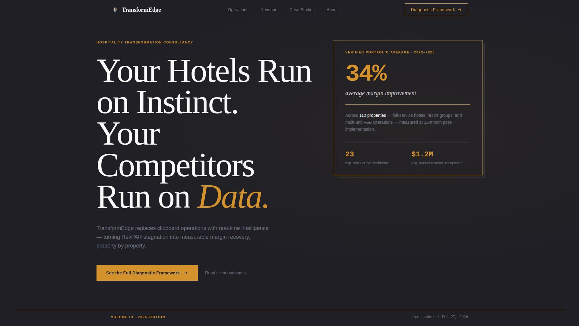 Transformedge - Precision Hospitality Landing Page Template