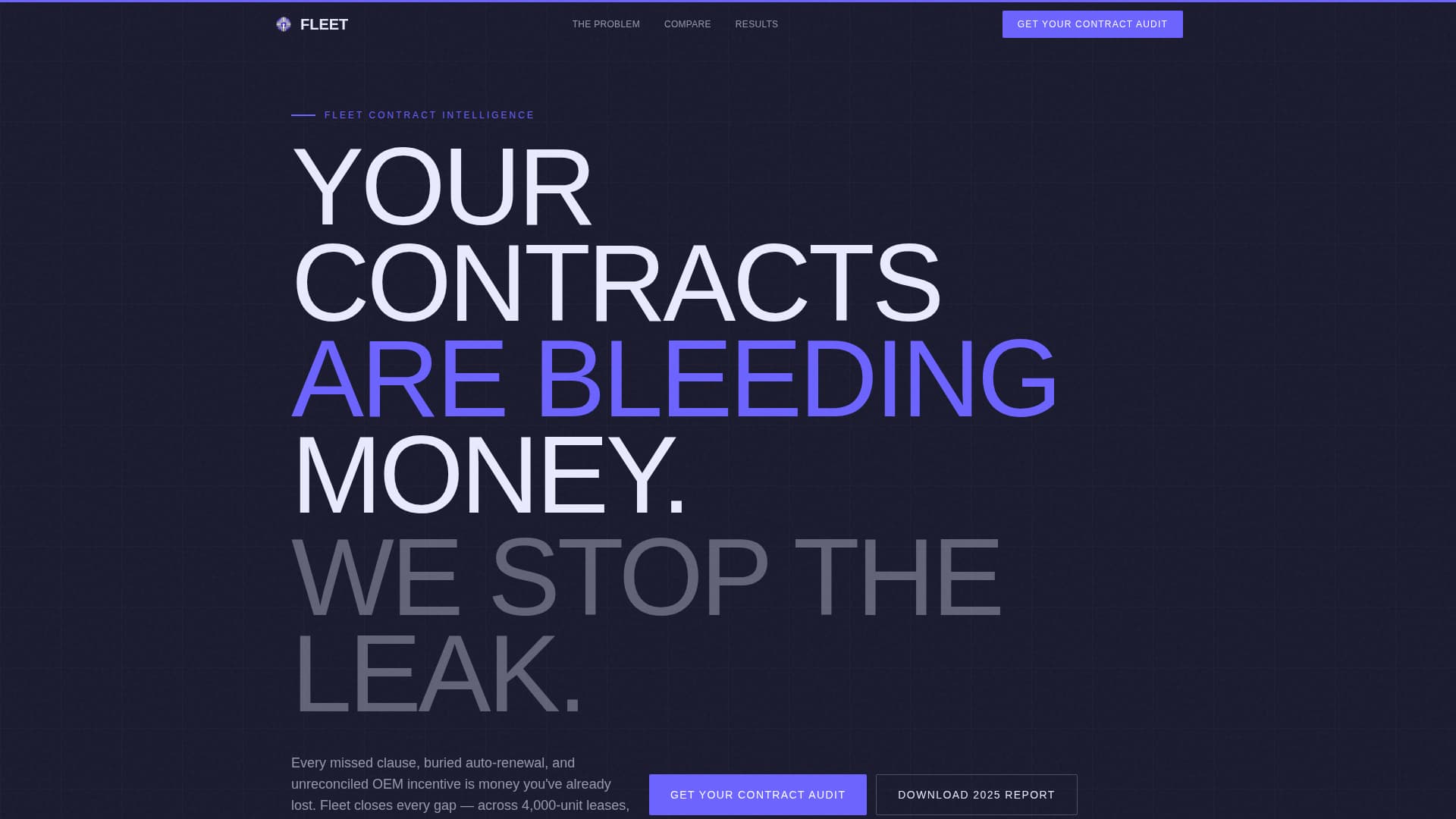 Fleet - Powerful Automotive Contract Management Landing Page Template