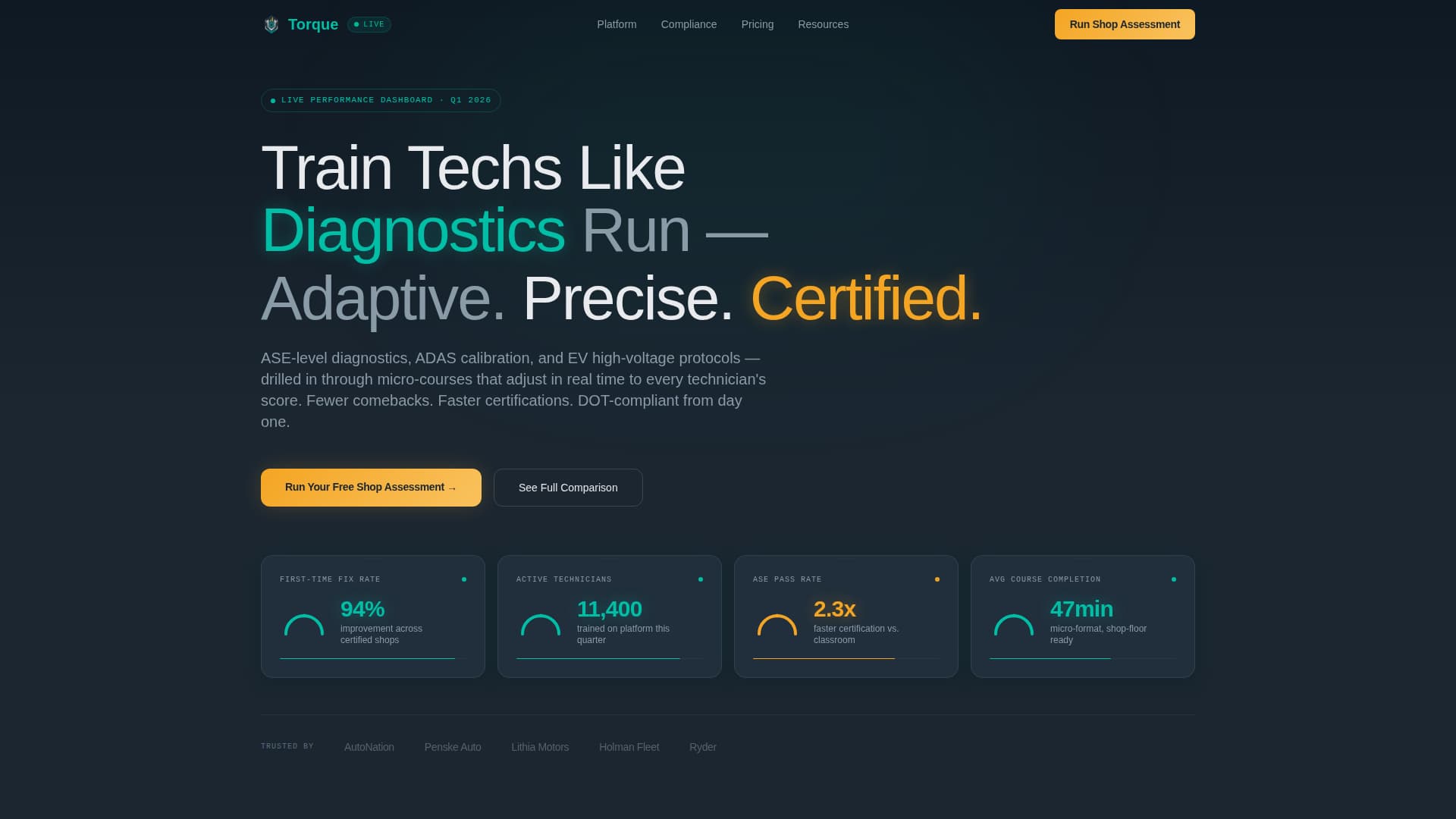 Torque - High Performance Automotive LMS Landing Page Template