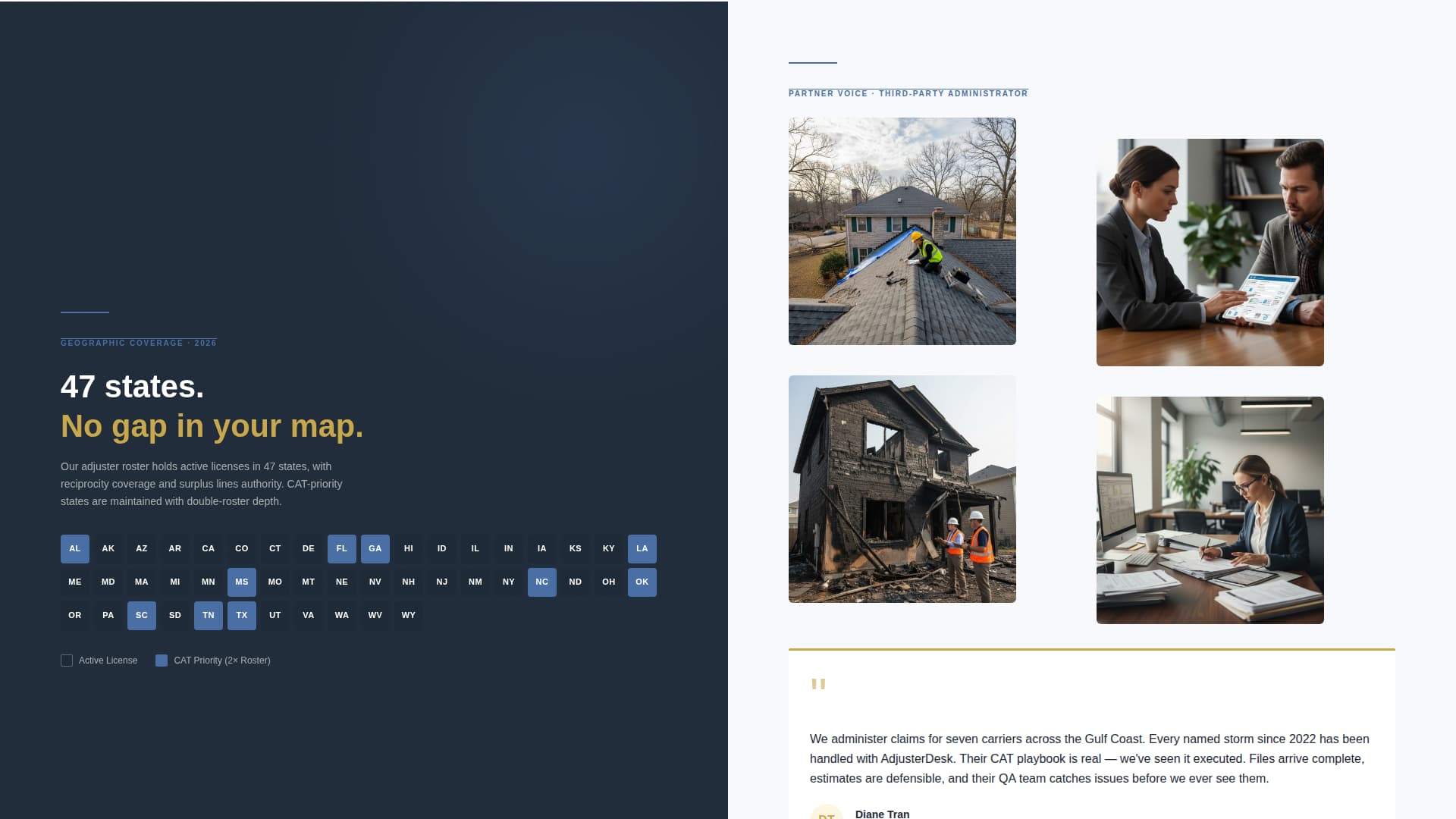 Adjuster - Rapid Claims Landing Page Template