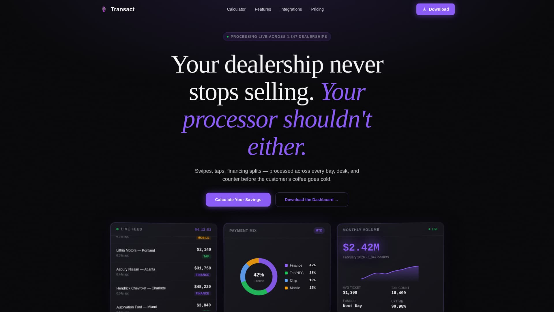 Transact - High Performance Automotive Landing Page Template