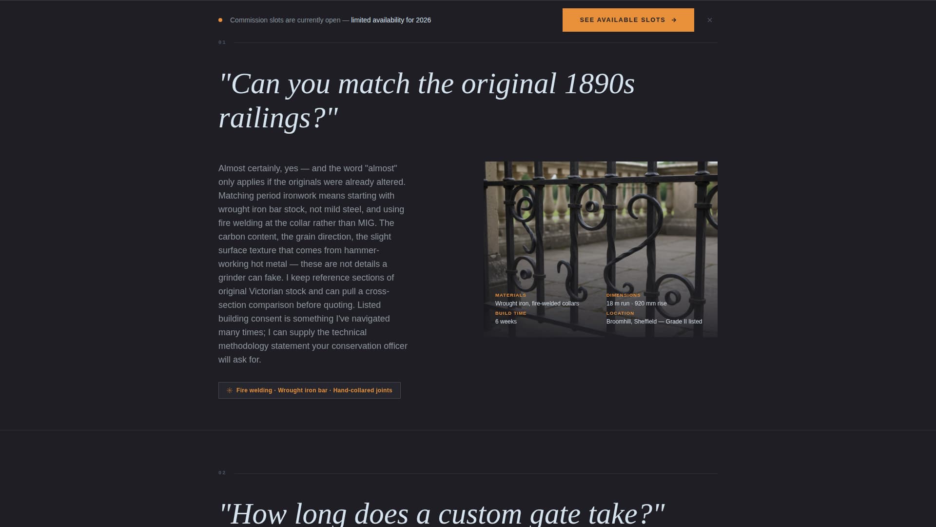 Specialist Ironworker Business Appointment Booking Website Template
