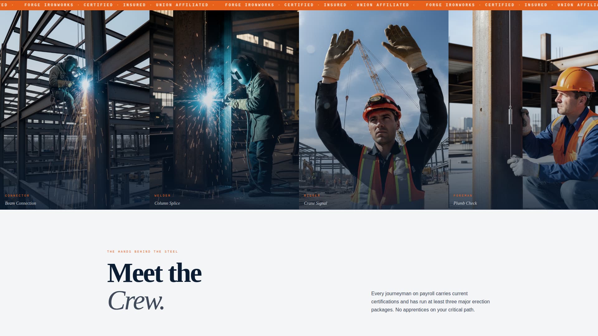 Ironworker Business Pricing & Packages Website Template