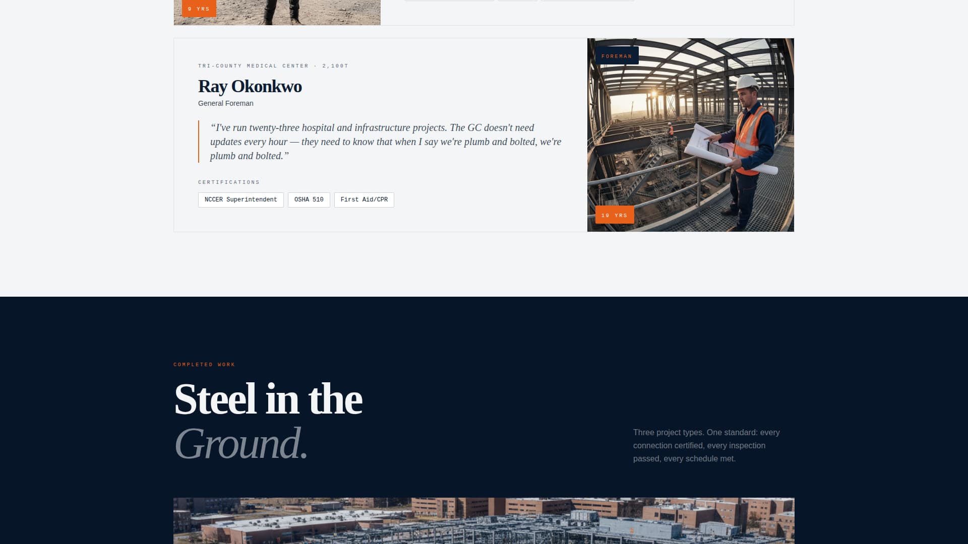 Ironworker Business Pricing & Packages Website Template