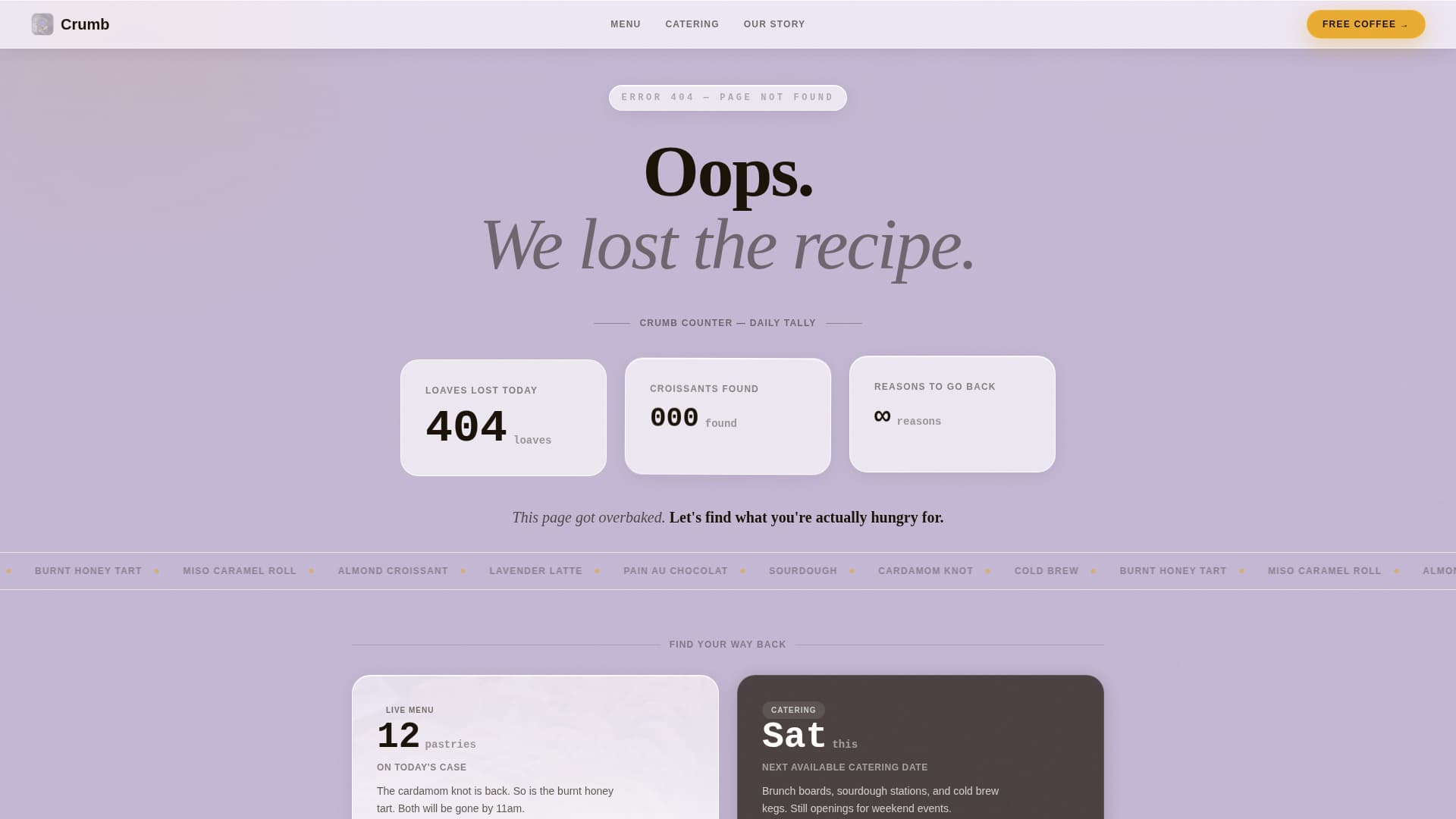 Crumb - Glassmorphic Bakery Landing Page Template