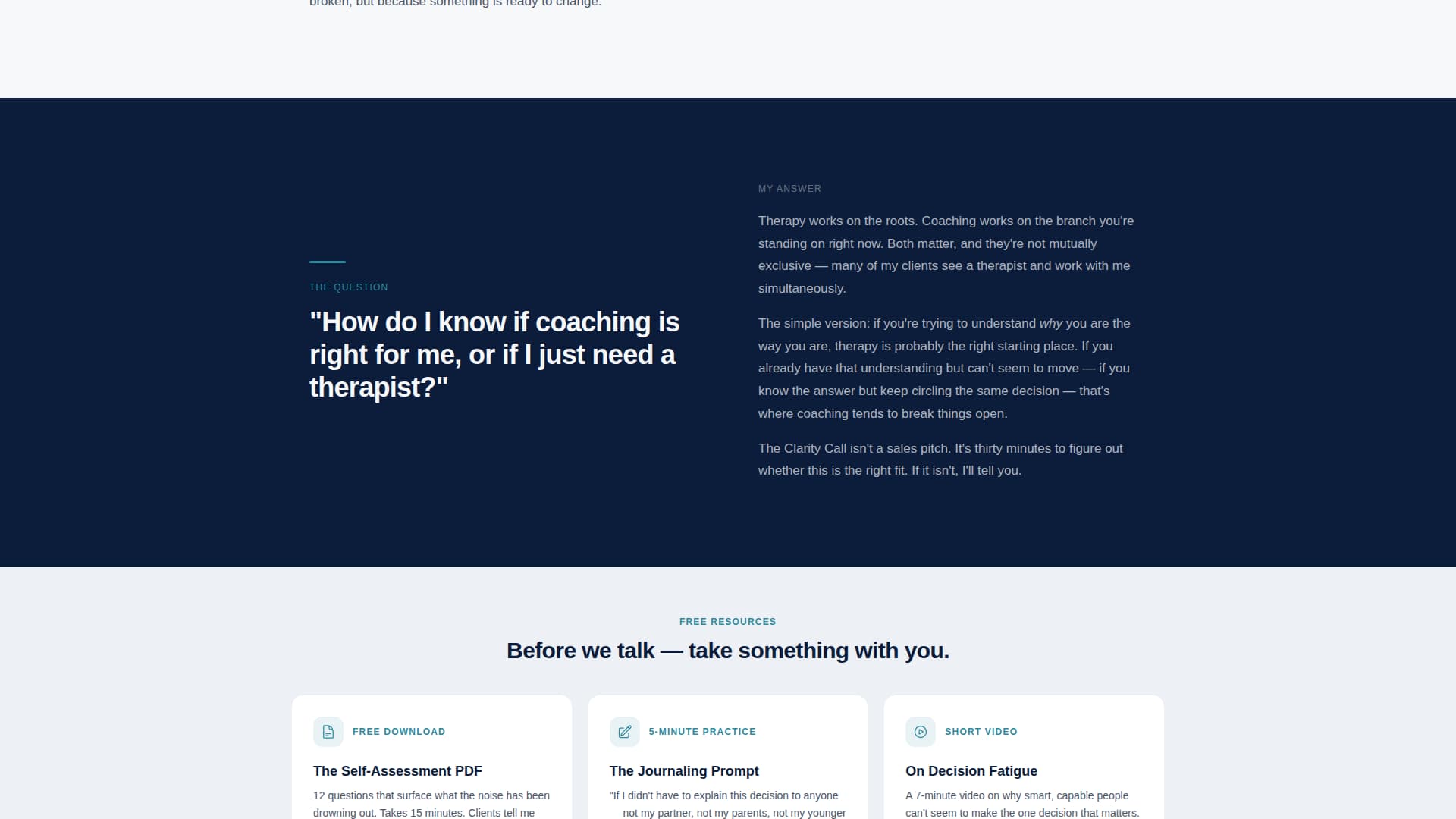 Life Coach Career Transition & Life Change Website Template
