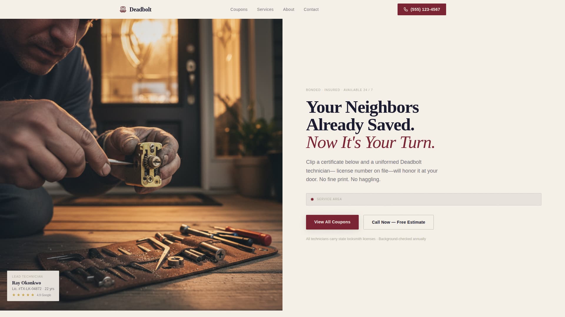 Specialist Locksmith Marketing Professional Website Template