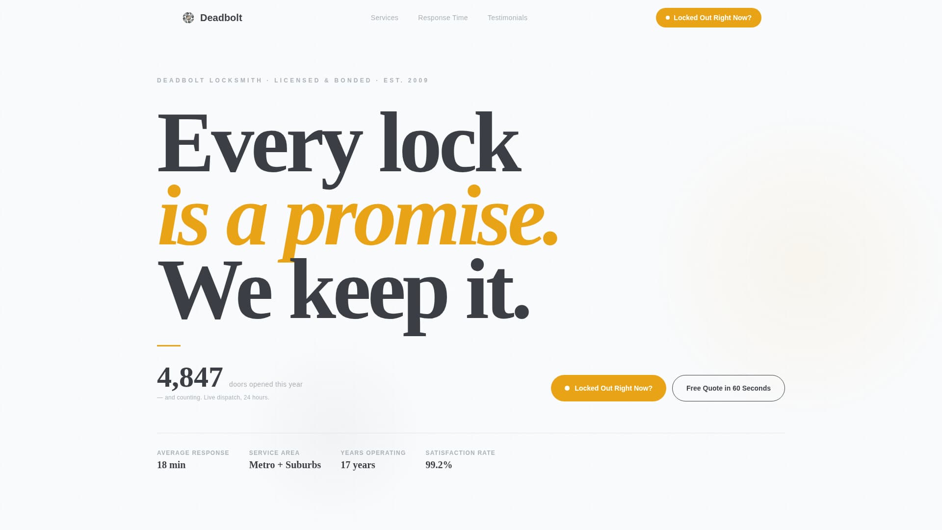 Specialist Locksmith Marketing Appointment Booking Website Template