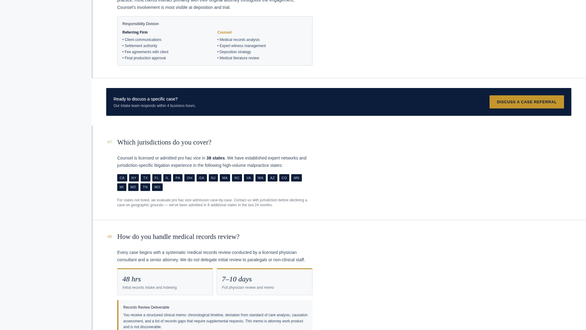 Specialist Law Firm & Attorney FAQ & Common Questions Website Template