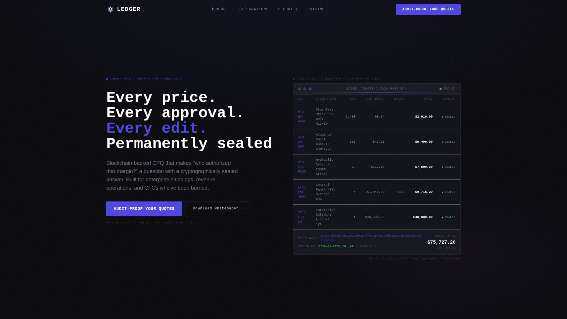 Blockchain-Based Enterprise Software Pricing Website Template