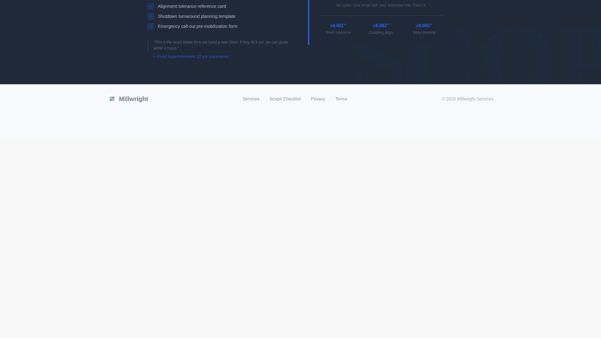 Advanced Millwright Business Site Maintenance Website Template