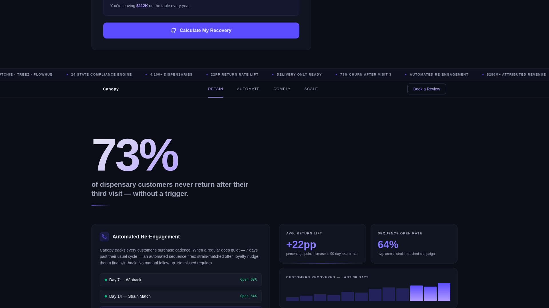 Canopy - Automated Dispensary Landing Page Template