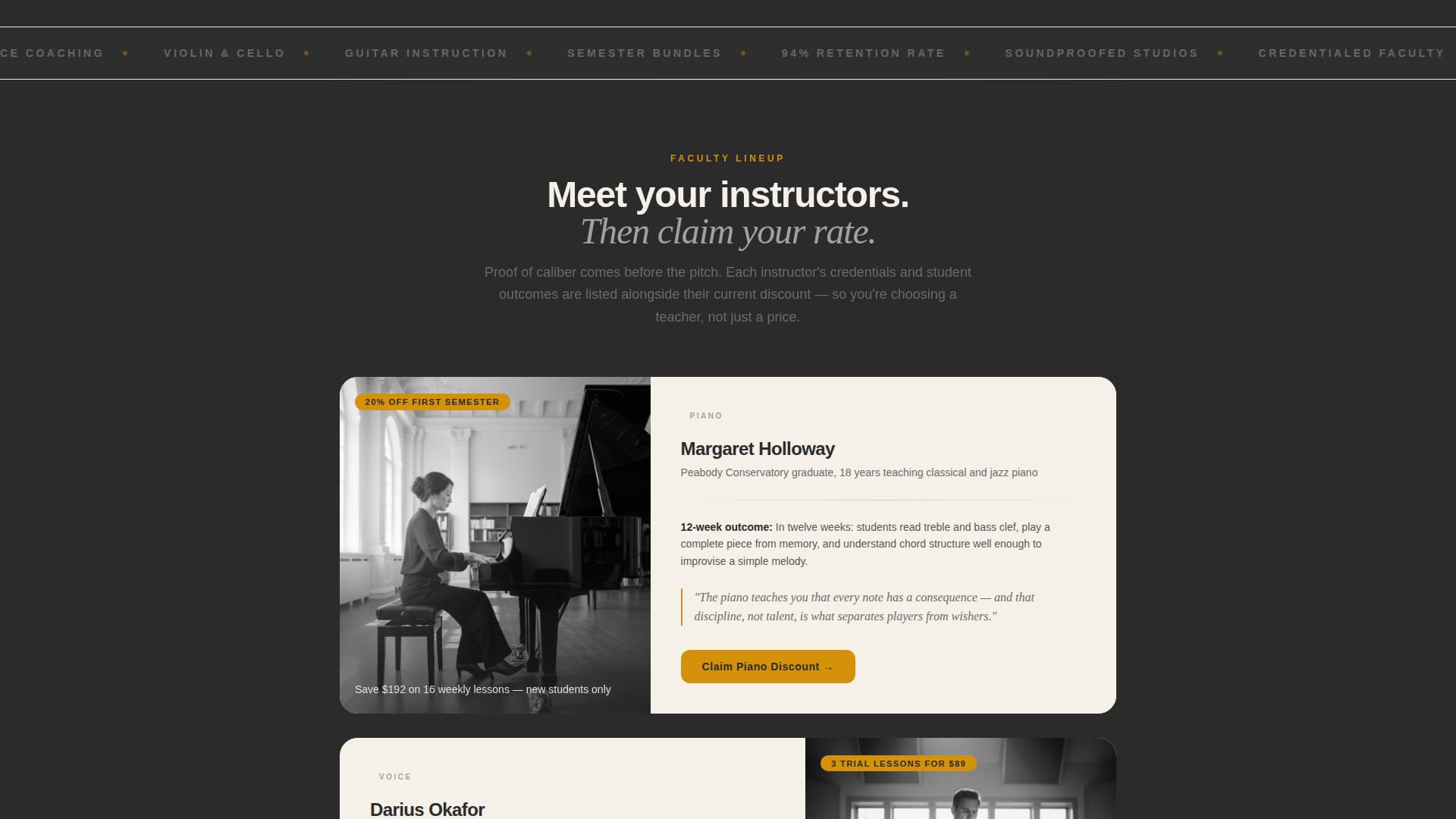 Music School Marketing Professional Website Template