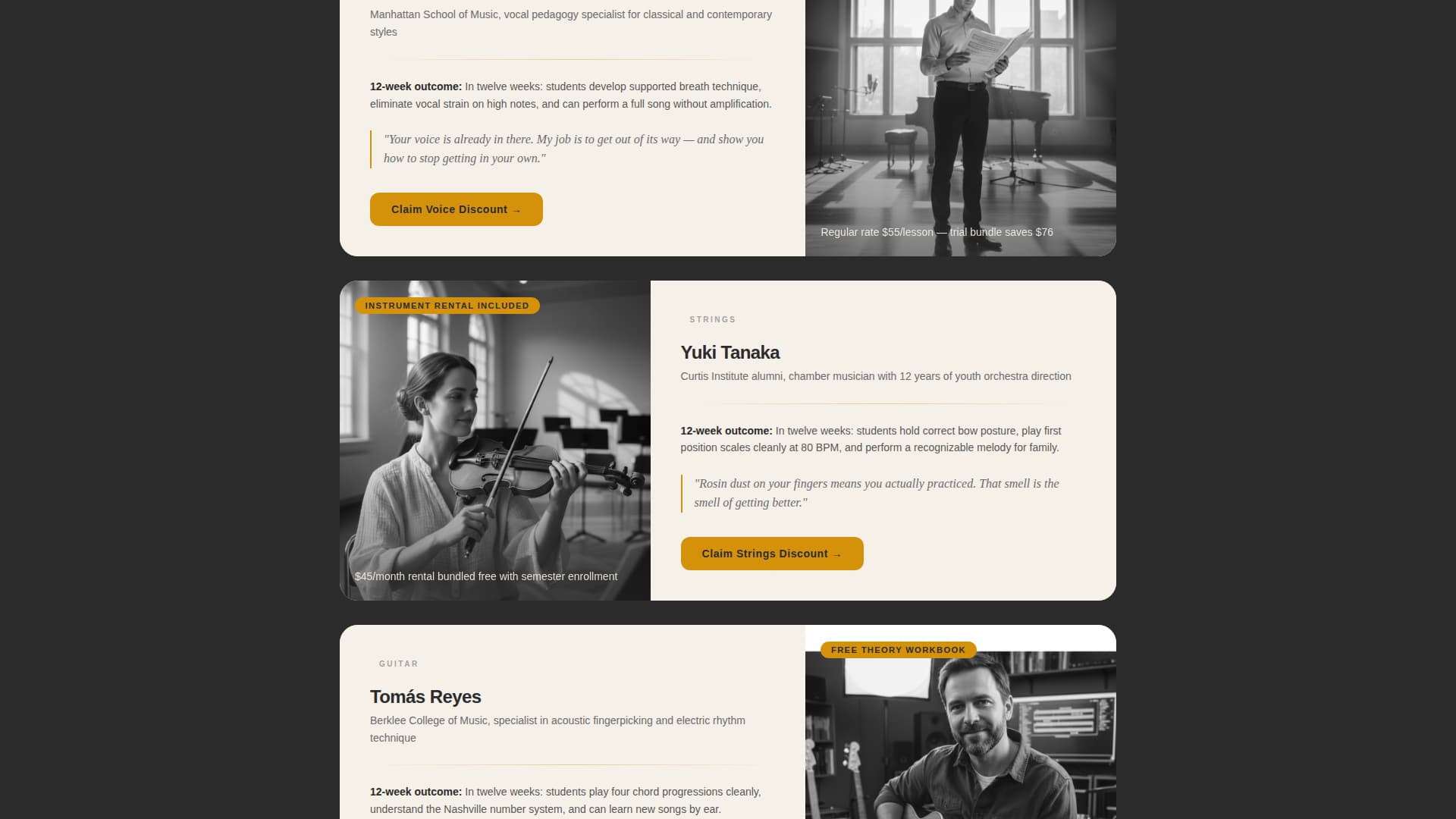 Music School Marketing Professional Website Template