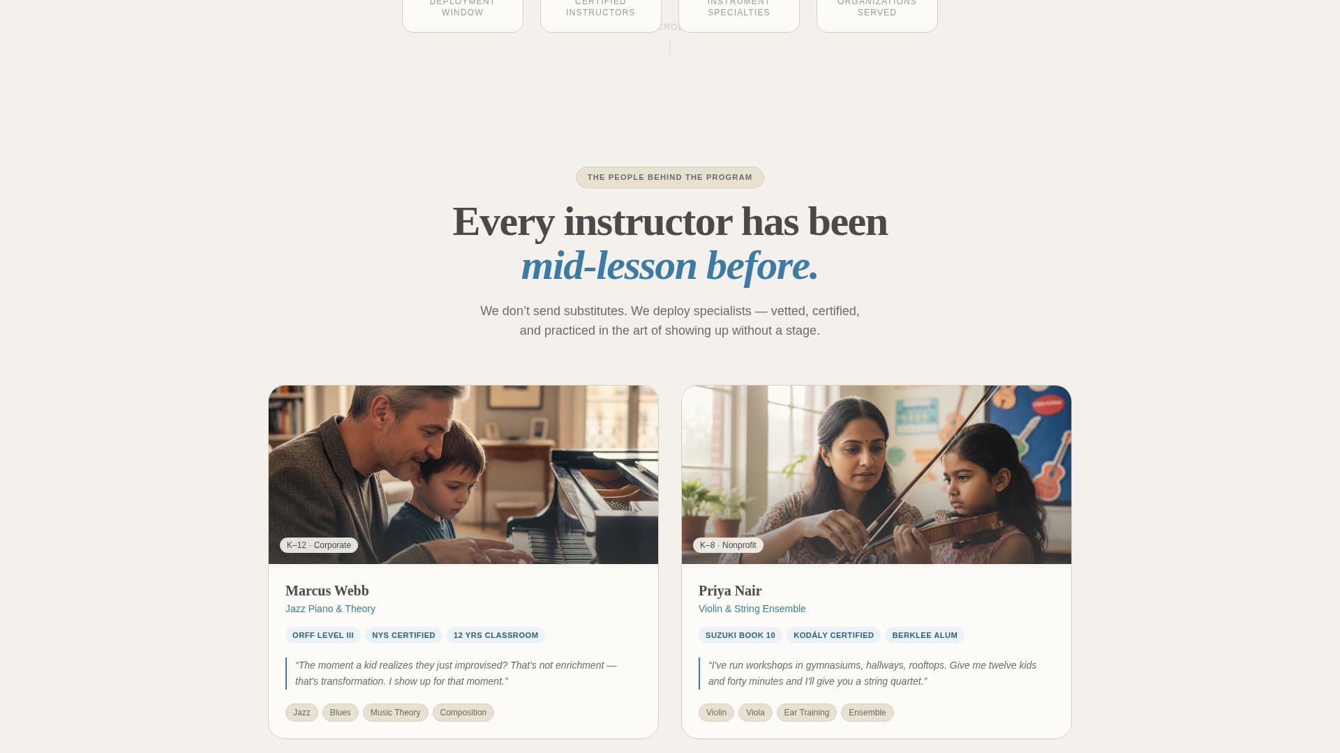Music School Marketing Portfolio & Case Study Website Template