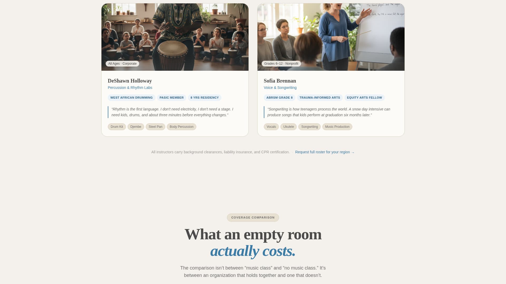 Music School Marketing Portfolio & Case Study Website Template
