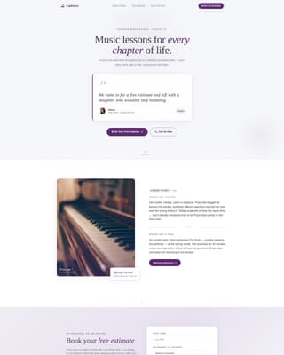 Specialist Music School Marketing Appointment Booking Website Template