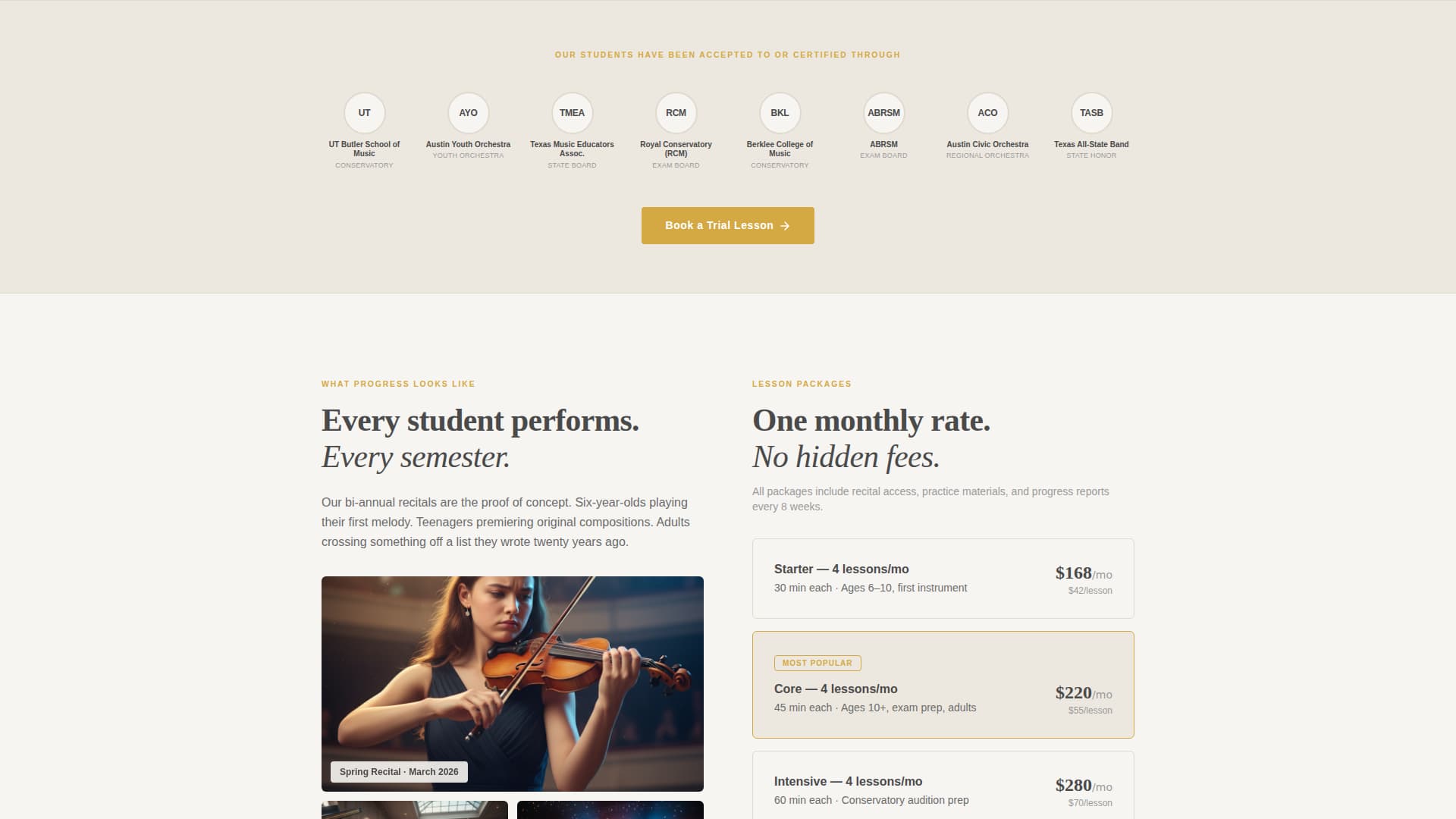 Complete Music School Marketing Appointment Booking Website Template