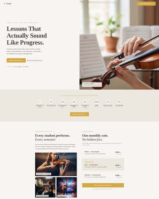 Complete Music School Marketing Appointment Booking Website Template