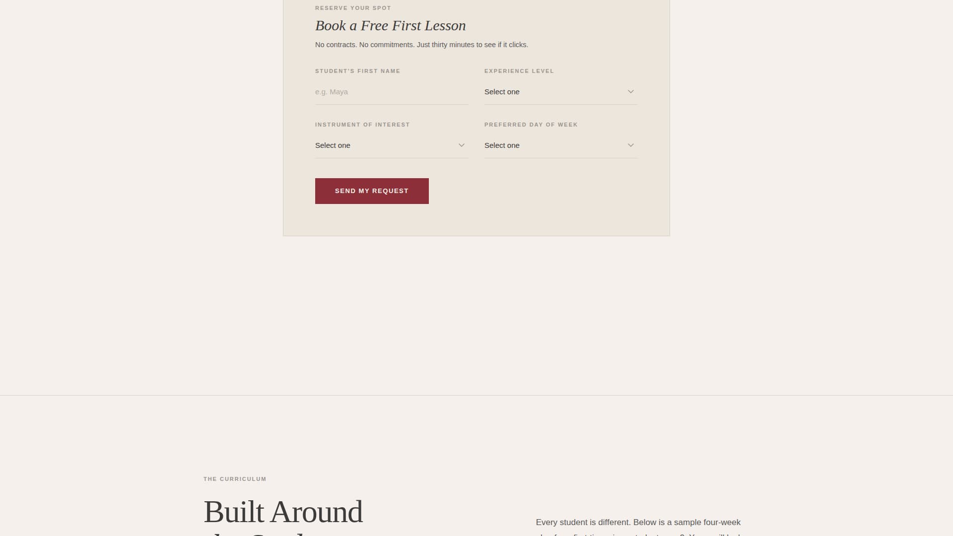 Advanced Music School Marketing Appointment Booking Website Template