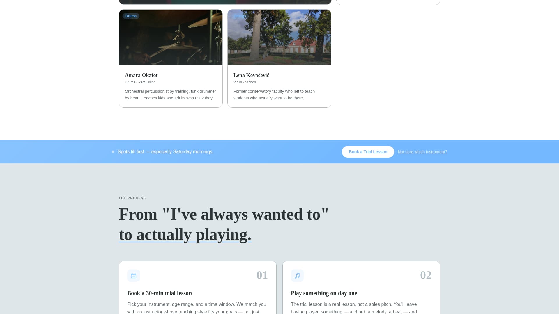 Music School Marketing FAQ & Common Questions Website Template